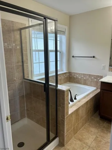 a bathroom with a bath tub
