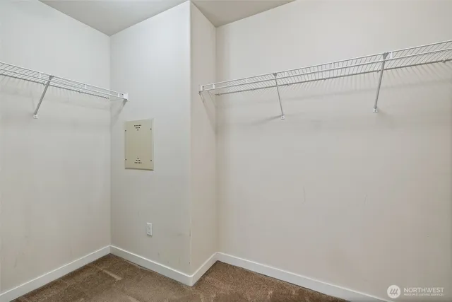 a view of a room with racks on the wall