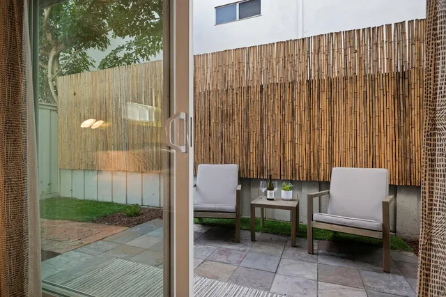 a outdoor view with a sitting space