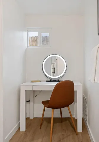 a table and chairs in a room