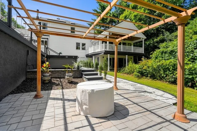 a view of a terrace with furniture