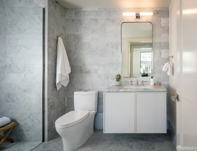 a bathroom with a bathtub