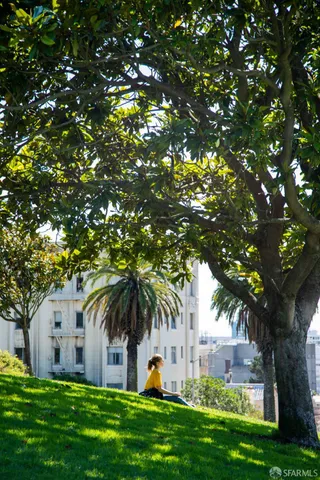 a view of a building with a street