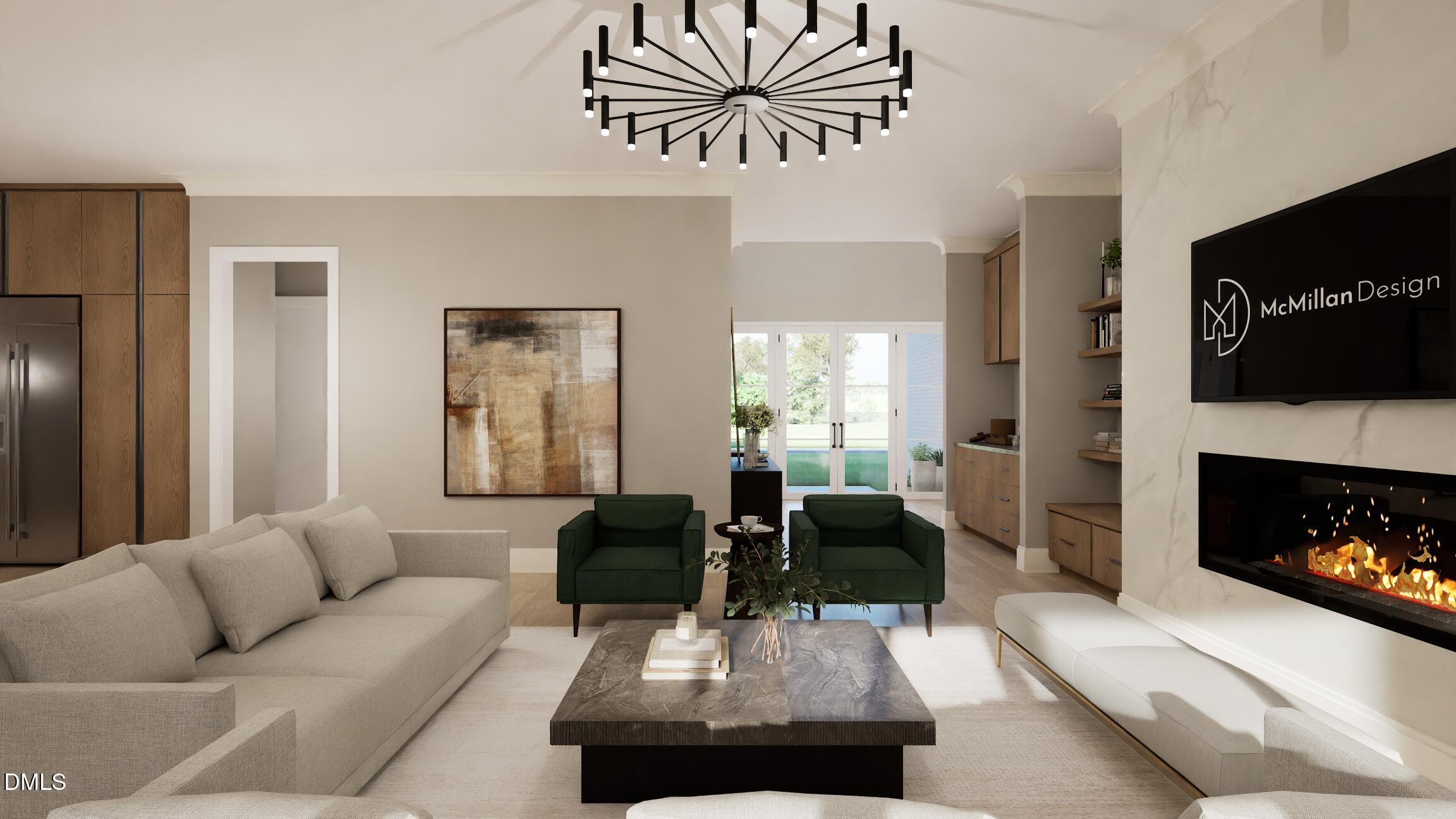 408 Shinleaf Pond Trail Raleigh, NC 27614 - Photo 15 of 75 a living room with furniture a fireplace and a flat screen tv