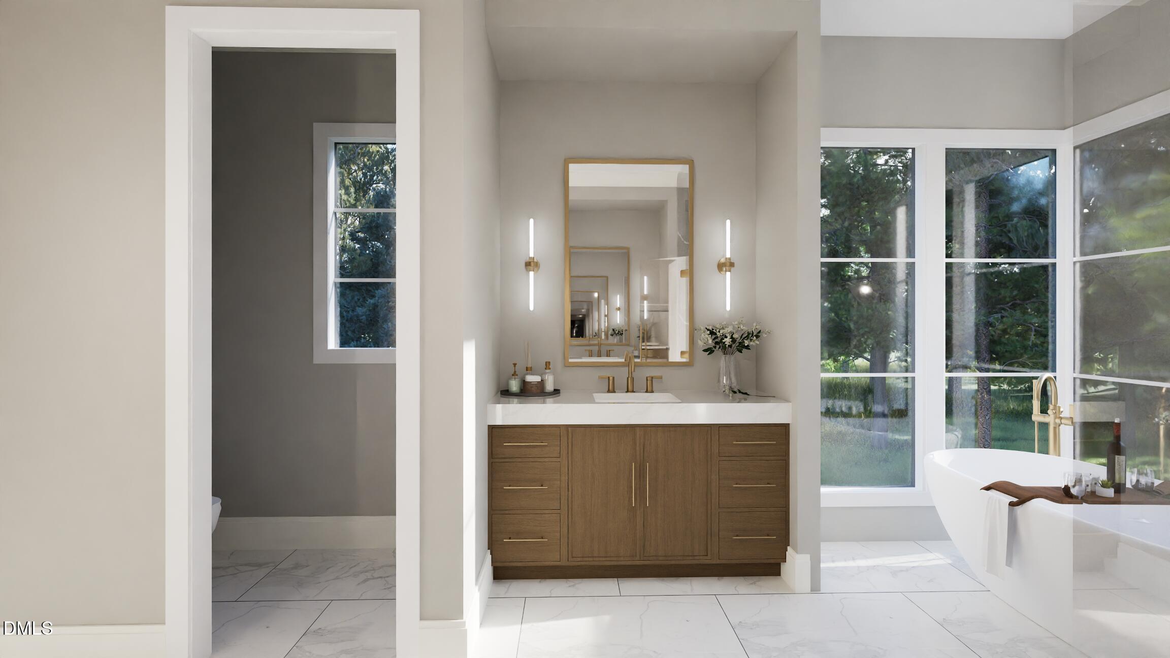 408 Shinleaf Pond Trail Raleigh, NC 27614 - Photo 26 of 77 a large bathroom with a tub sink and mirror