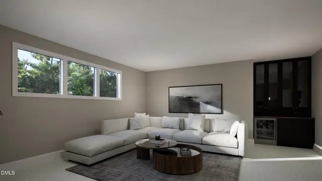 a view of a room with wooden walls