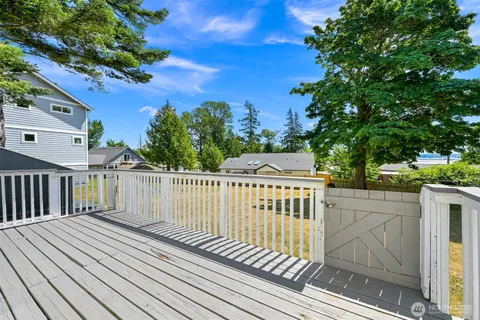 a view of a wooden deck