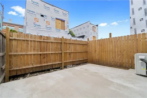 a view of a blue garage gate
