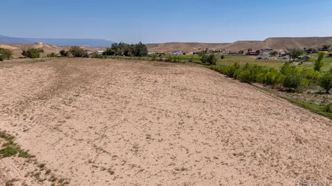 a view of a lush green forest with houses