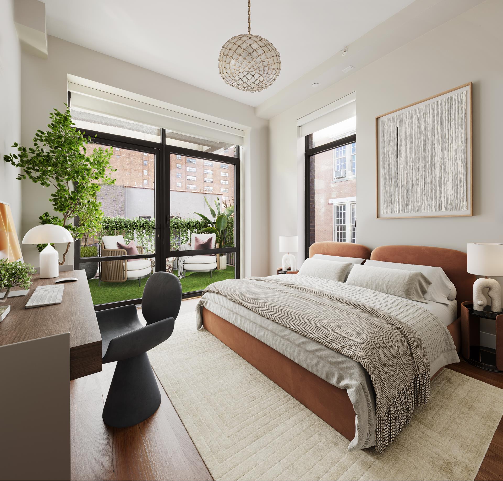 204 Forsyth Street, Unit PH6 Manhattan, NY 10002 - Photo 17 of 22 a bedroom with a bed and a large window