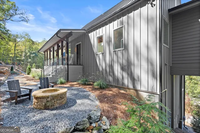 a view of an empty room with a large window