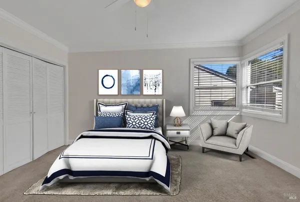 a bed room with a bed and a couch