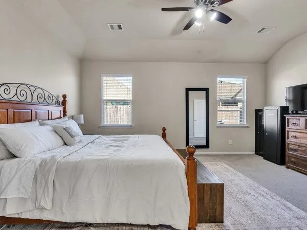 a workspace with furniture and window