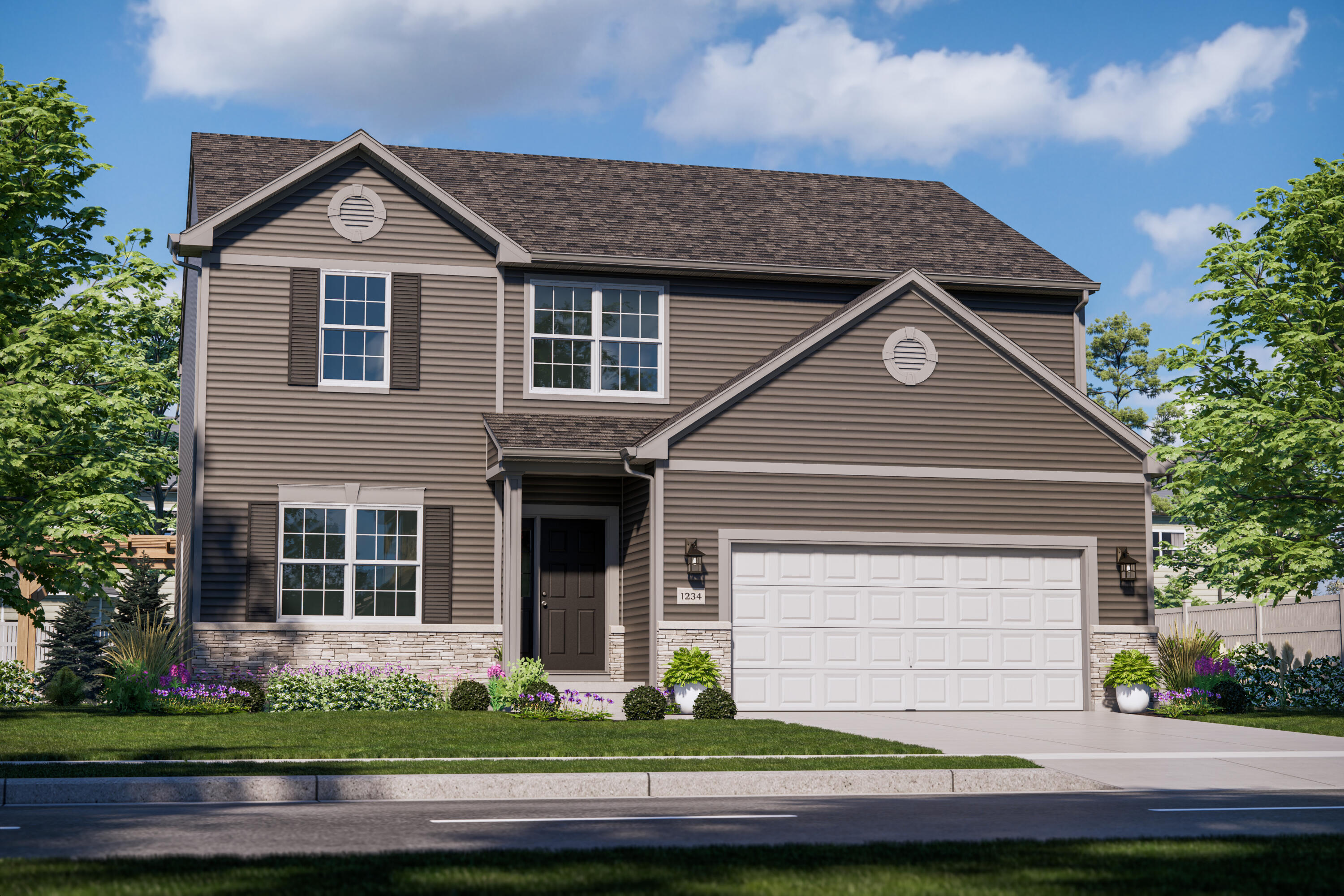 a front view of a house with a yard