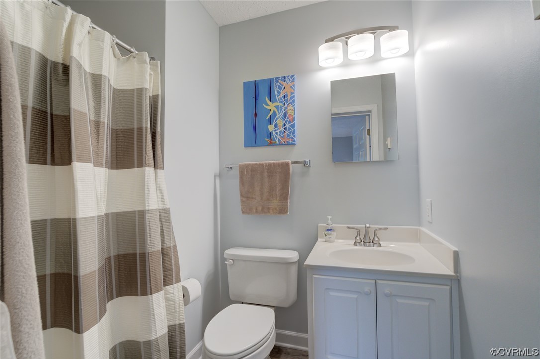 382 Hideaway Point Road Topping, VA 23169 - Photo 29 of 50 a bathroom with a sink and mirror with toilet