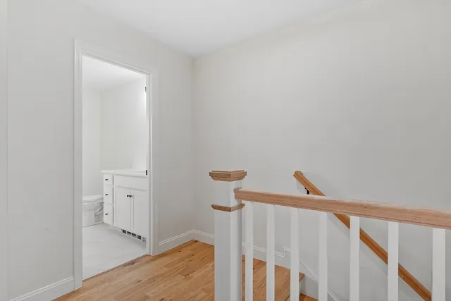 a view of a hallway with closet