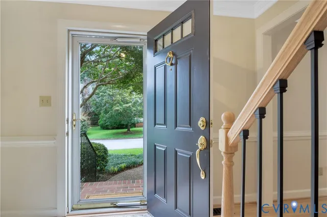 a view of a porch and garden