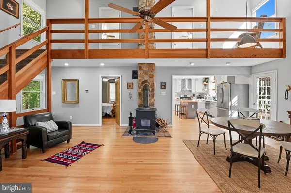 a living room with furniture