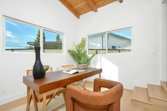 a table and chairs in a room