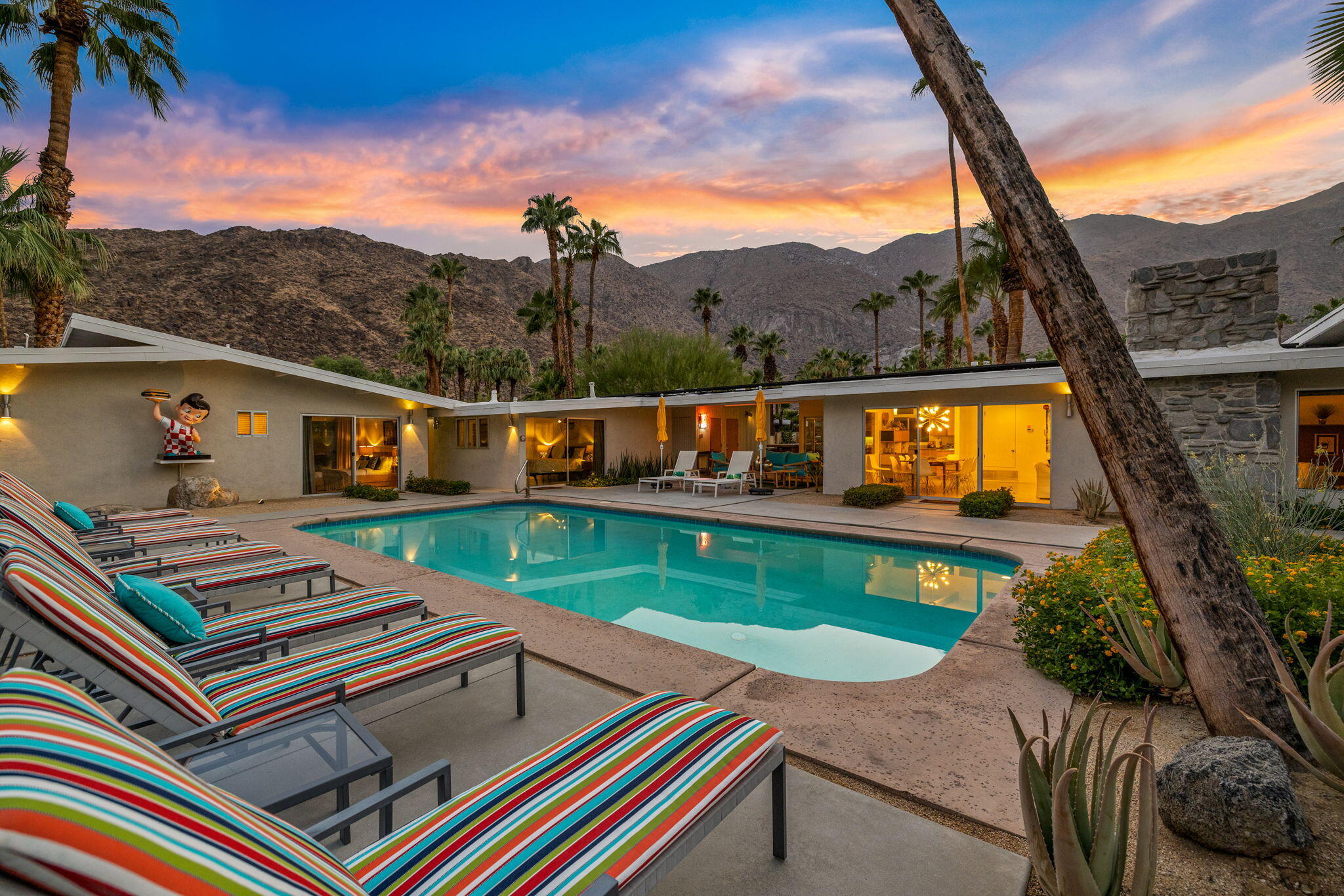 788 North Dry Falls Road Palm Springs, CA 92262 - Photo 59 of 97 a view of a patio with a table chairs and a fire pit