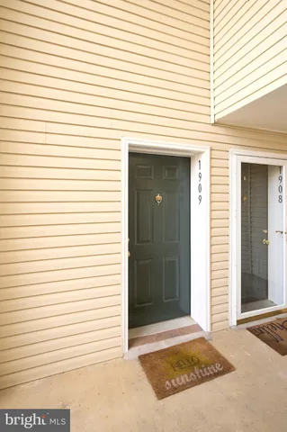 a view of a house with a white door