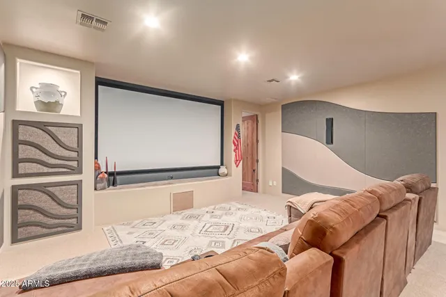 a view of a swimming pool with an outdoor seating