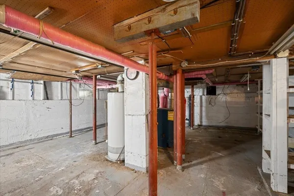 a view of a room with wooden walls