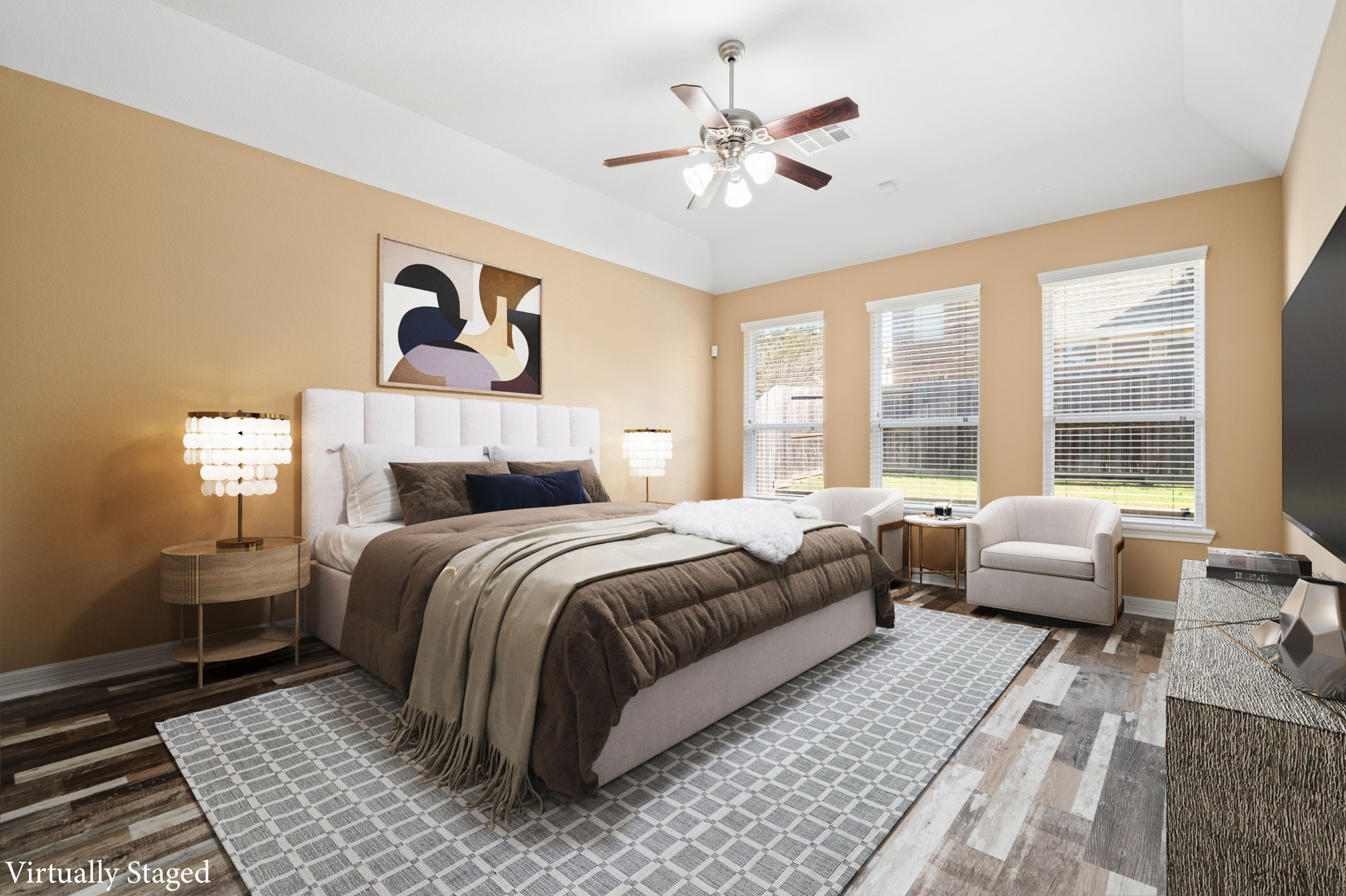 12514 Randy Riley Way Tomball, TX 77377 - Photo 21 of 44 a bedroom with a large bed couch and a large window