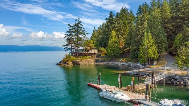 a view of a lake with a house