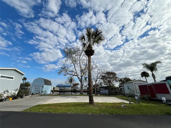 a view of outdoor space with garden and trees