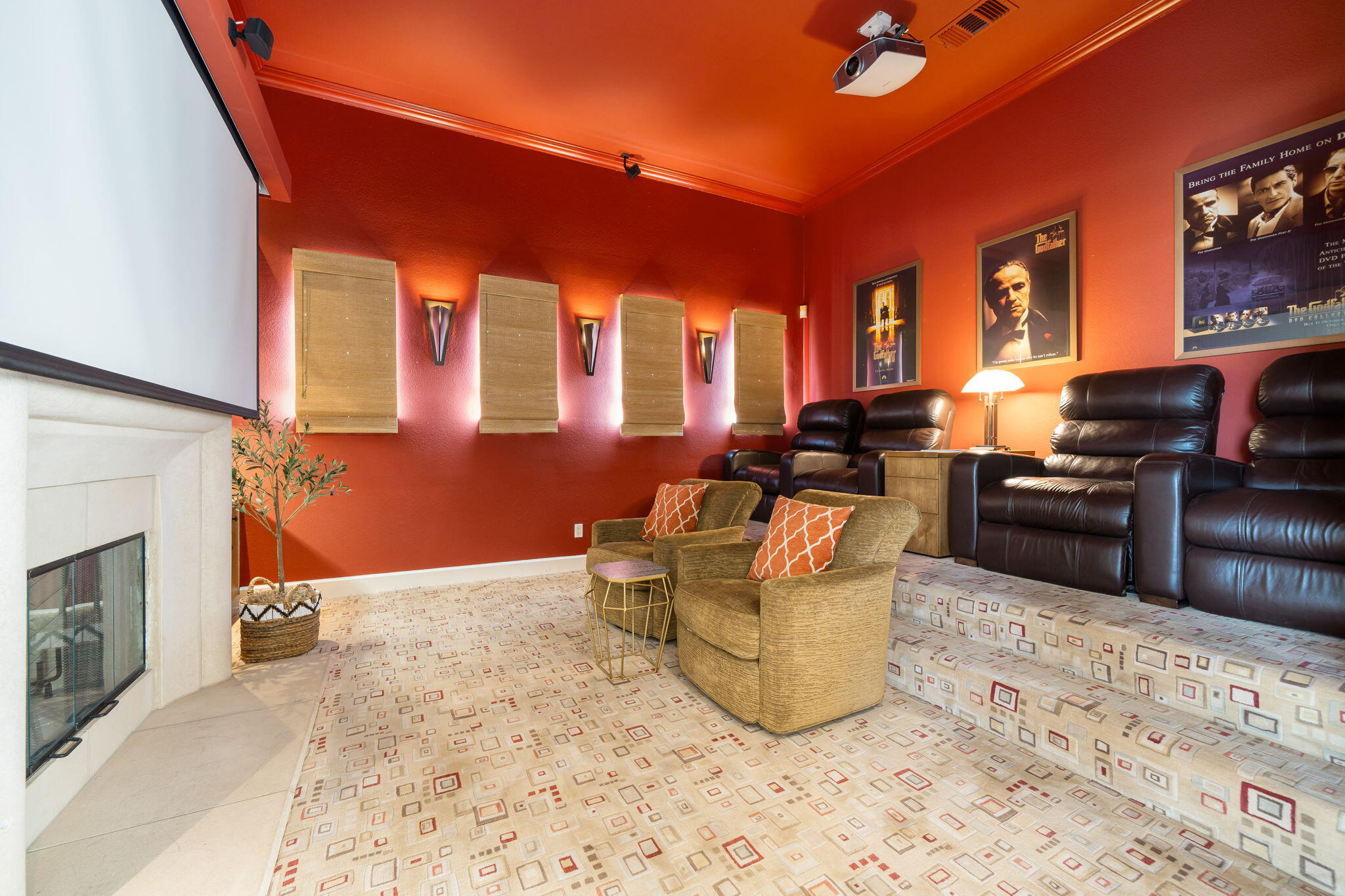 142 Loch Lomond Road Rancho Mirage, CA 92270 - Photo 25 of 62 a living room with furniture a fireplace and a flat screen tv