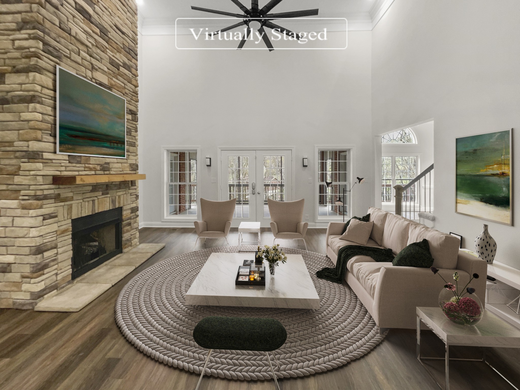 2058 Mossy Oak Circle Clarksville, TN 37043 - Photo 2 of 38 a living room with furniture a flat screen tv and a fireplace