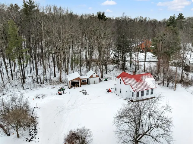 a view of a terrace with trees