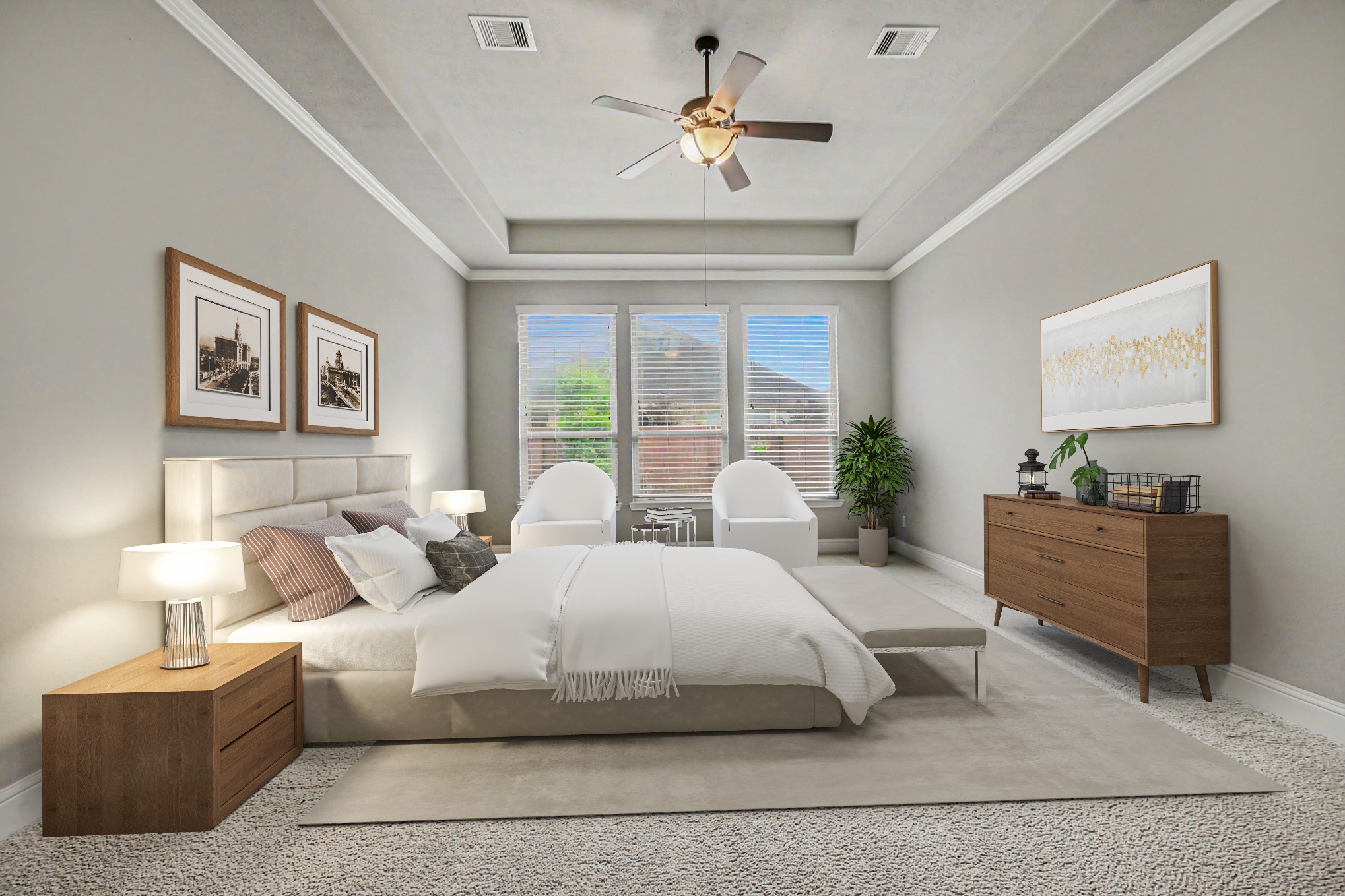 3310 Ralston Edge Lane Houston, TX 77059 - Photo 24 of 50 a bedroom with bed and a chandelier