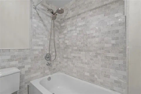 a bathroom with a bathtub