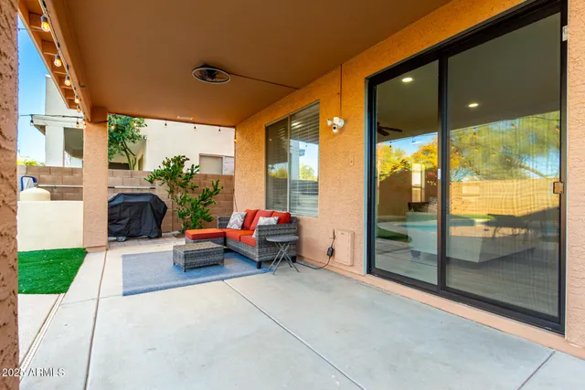 a lobby with furniture and garden