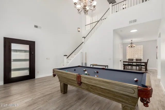 a living room with table