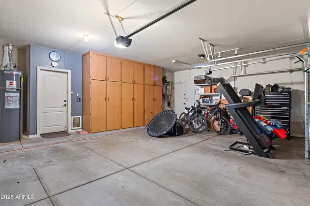 a view of a storage room with a garage