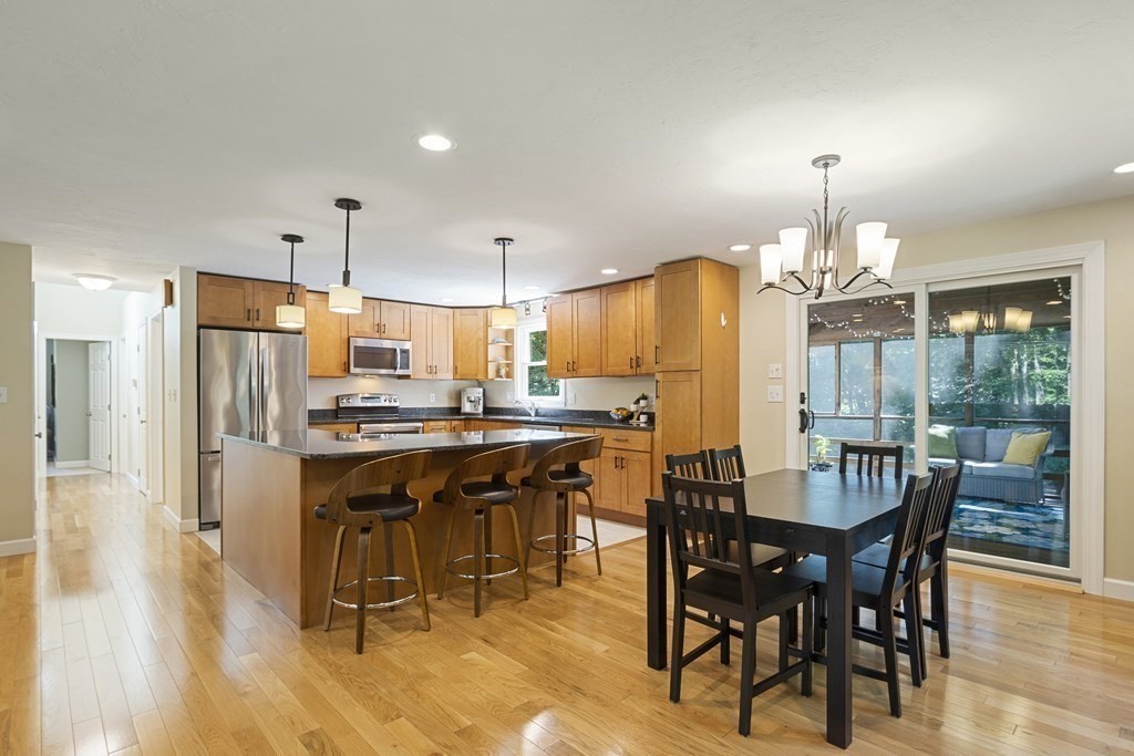221 Red Acre Road Stow, MA 01775 - Photo 6 of 28 a dining area with a table chairs and a kitchen view