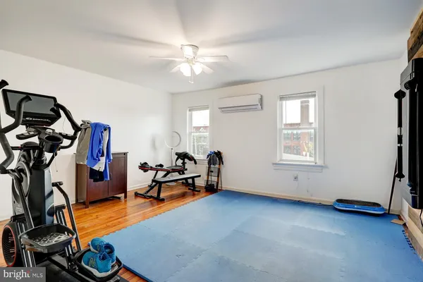 a view of a room with gym equipment
