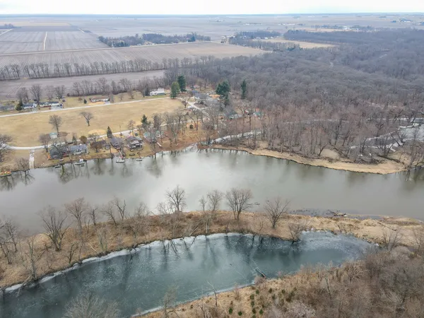 a view of a lake with houses