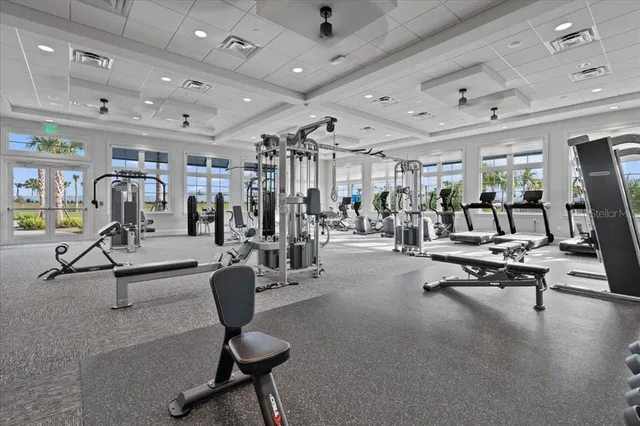 a view of a room with gym equipment