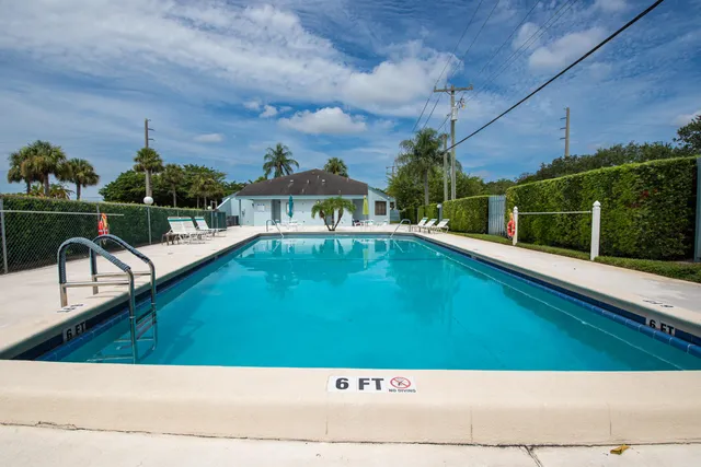 a view of an outdoor space and swimming pool