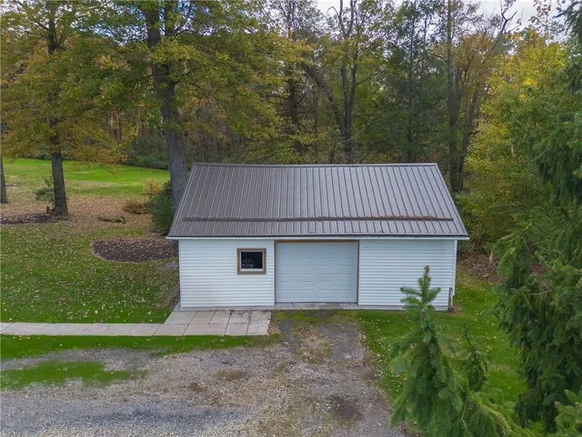 a view of a lake from a yard
