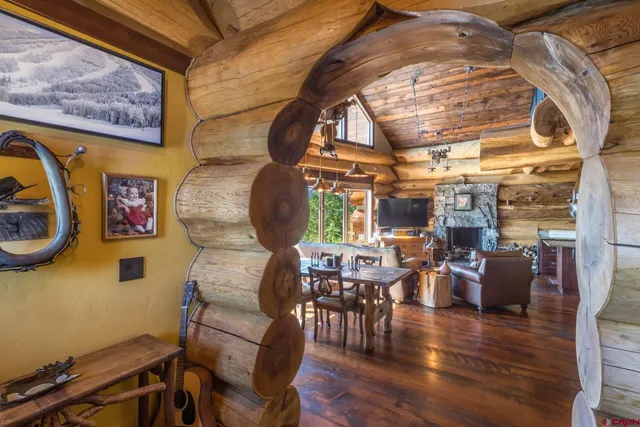 a room with furniture and a fireplace