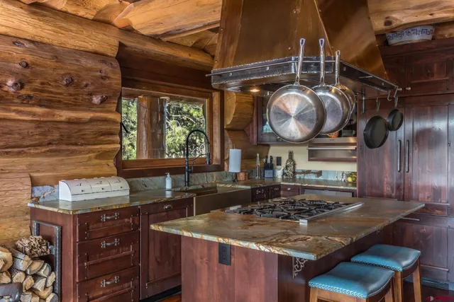 a kitchen with lots of counter top space