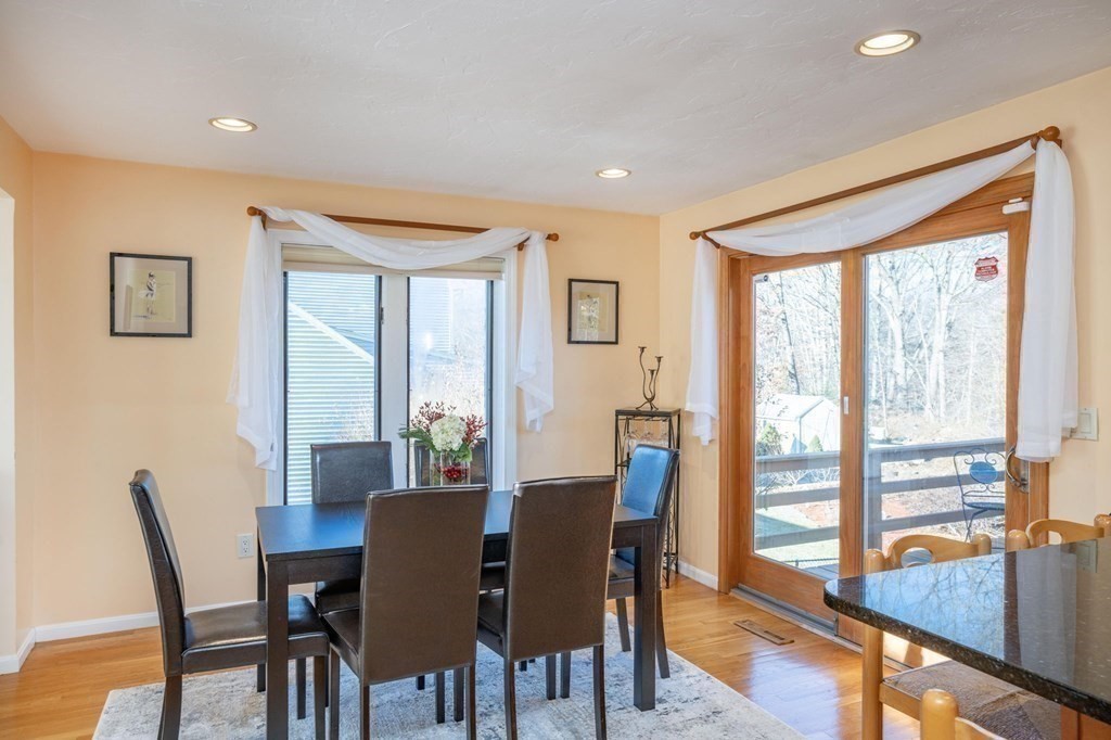 25 Sandy Ridge Road Stoughton, MA 02072 - Photo 13 of 42 a view of a dining room with furniture large windows and wooden floor