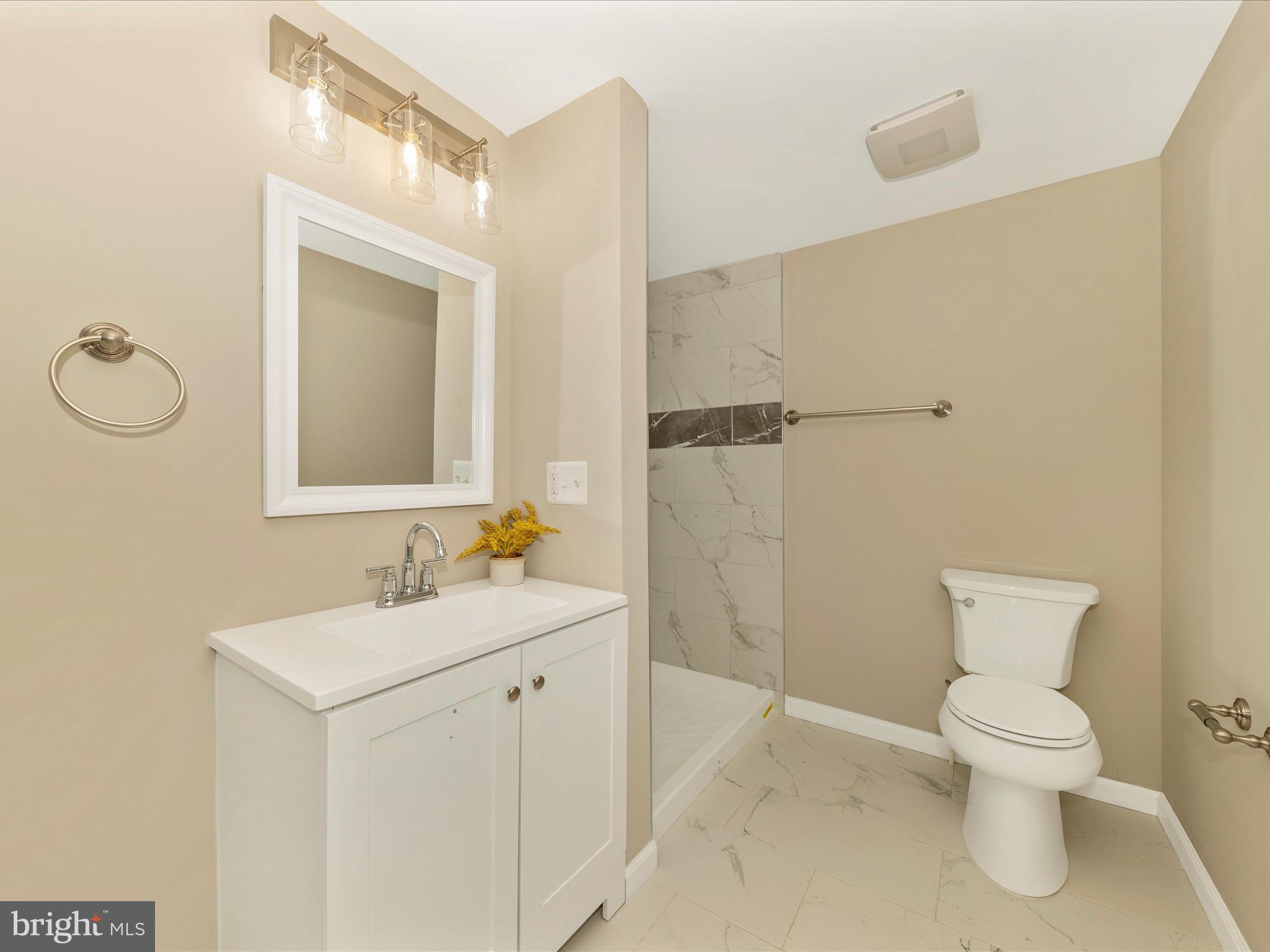 8709 Bradford Road Silver Spring, MD 20901 - Photo 21 of 51 a bathroom with a toilet sink and mirror