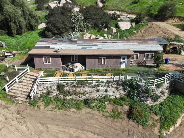 an aerial view of a house
