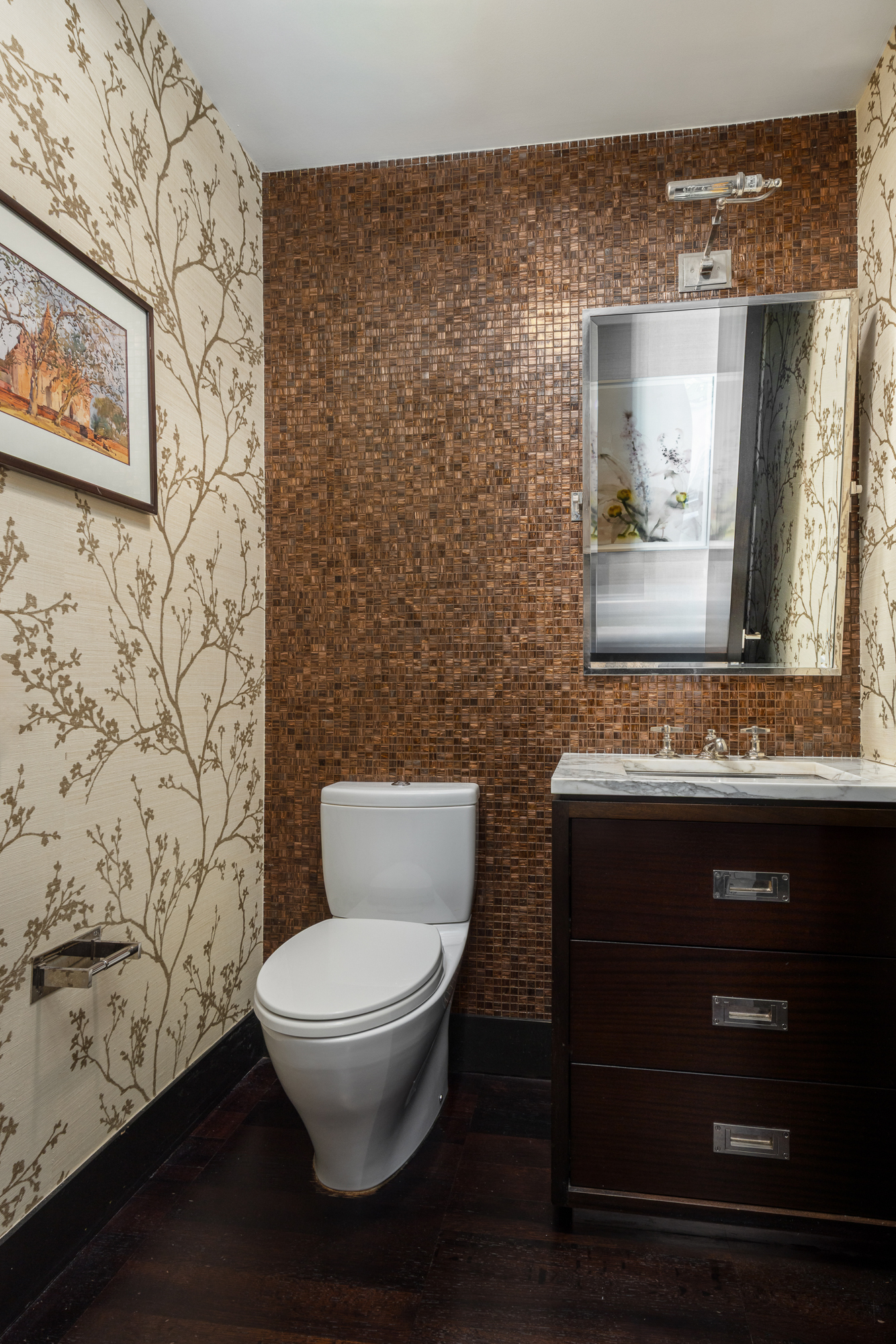 151 East 85th Street, Unit 11C Manhattan, NY 10028 - Photo 6 of 13 a bathroom with a toilet a sink and mirror